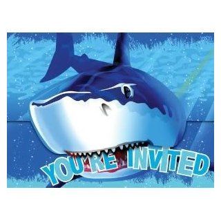Toy / Game Creative Converting Shark Splash Birthday Party Themed Die Cut Invitations (Tri fold style) 8 Count: Toys & Games