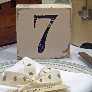 vintage style table number blocks by delightful living weddings