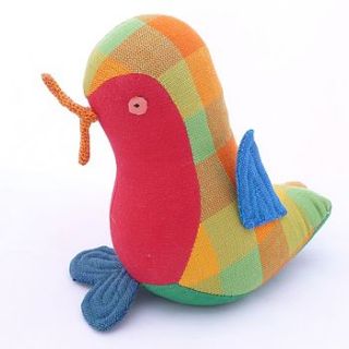 handmade cotton toy bird; robin or penguin by auntie mims