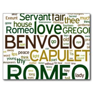 Romeo and Juliet Word Collage Postcard