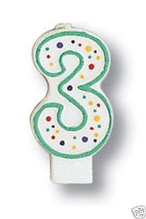 Polka Dot Number 3 Candle   Party Supplies: Health & Personal Care