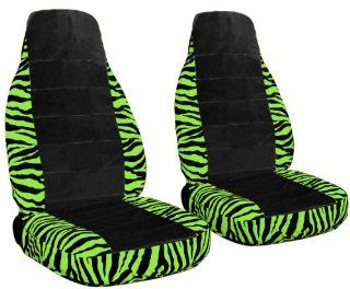 2 Lime Green Zebra seat covers with a Black center for a 2008 to 2010 Dodge Avenger. Side Airbag friendly.: Automotive
