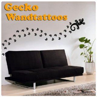 Wandtattoo Wandaufkleber GECKO Gekko + Fuspuren Set:1: Küche & Haushalt