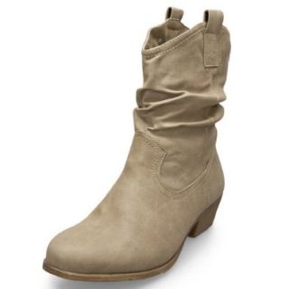 MQ23 Damen Stiefeletten in Western Style mit Blockabsatz MQ1283: Schuhe & Handtaschen