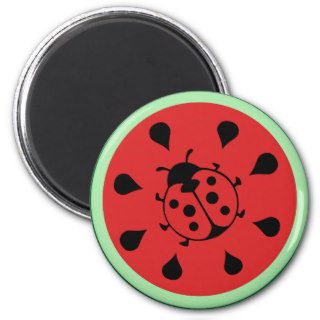 Funny Ladybug and Watermelon Magnet