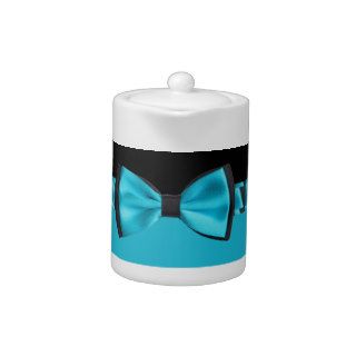 Turquoise Blue & Black Classy Bow Tie & Ribbon