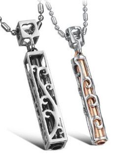 His & Hers Matching Set Titanium Couple Pendant Necklace Beyond Taste Stylish Korean Love Style in a Gift Box (Hers): Jewelry