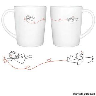 BoldLoft "Never Let Go" His and Hers Coffee Mugs Cute Couple Gifts, Romantic Anniversary Gifts, Long Distance Relationships Gifts, Valentine's Day Gifts, Cute Birthday Gifts, Gifts for Him, Gifts for Her: Kitchen & Dining