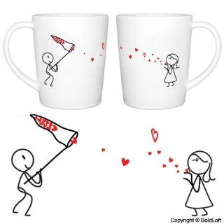 BoldLoft "Catch My Love" His and Hers Coffee Mugs Valentines Day Gifts for Him for Her,Valentines Day Gifts for Girlfriend Boyfriend,Cute Couple Gifts,Romantic Anniversary Gifts,Wedding Gifts for Couple: Kitchen & Dining
