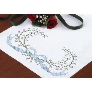 Herrschners His & Hers Embrd Dresser Scarf Stamped Embroidery