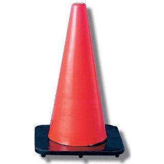 Jackson Safety Safety Traffic Cone, 18"   PVC   Orange, Black Science Lab Safety Cones