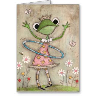 Hula Hoop Frog   Birthday Card