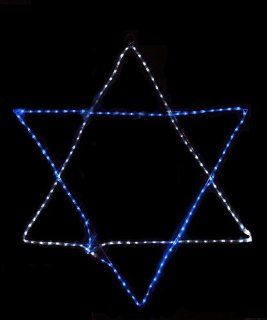 36" Blue and Pure White LED Rope Light Star of David Hanging Hanukkah Decoration   Vickerman Star Of David