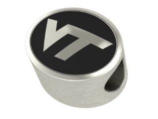 Virginia Tech Hokies Bead Fits Most Pandora Style Bracelets Including Pandora, Chamilia, Biagi, Zable, Troll and More. High Quality Bead in Stock for Immediate Shipping: Jewelry