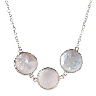 Baroni Three's A Charm Freshwater Coin Pearl Necklace in Sterling Silver: Sarah Baroni: Jewelry