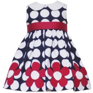 SIZE 18M,RRE 38531 NAVY BLUE WHITE POLKA DOT FLORAL BORDER Special Occasion Flower Girl Spring Summer Party Dress,Rare Editions E838531: Clothing