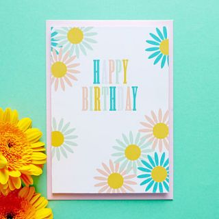 'happy birthday' flowers handmade card by tea & ceremony