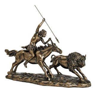 Shop 10" Native American Indian Buffalo Sculpture Statue Figurine Bronze Finish at the  Home Dcor Store
