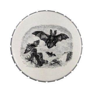 Vintage Bats Flying 1800s Big Eared Bat Drawing Jelly Belly Candy Tin