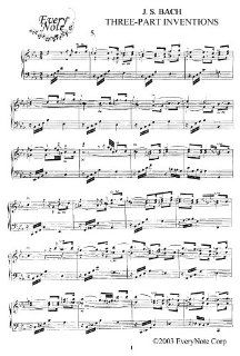 Bach J.S. 3 Part Inventions: Invention No. 5: Instantly download and print sheet music: J.S. Bach: Books