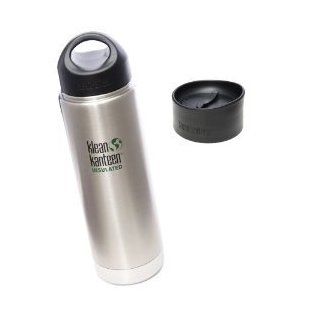 16 OZ. Klean Kanteen Wide Mouth Vacuum Insulated Water Bottle with Loop Cap AND CAFE CAP   Brushed Stainless Steel BPA FREE (Keeps liquid hot and cold for hours!)Double walled vacuum "PERFECT COMMUTER": Everything Else