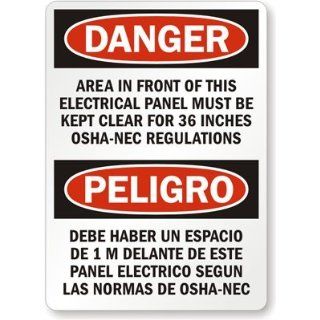 Danger Area In Front Of This Electrical Panel Must Be, Heavy Duty Aluminum Sign, 63 mil, 18" x 12" Industrial Warning Signs