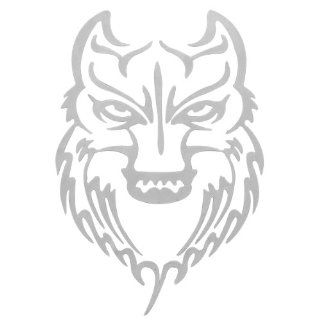 Brand New Reflective silver Wolf Face Badge Tape Sticker Cool For Car Motorcycle: Automotive