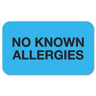 'No Known Allergies'' Medical Labels, 7/8 x 1 1/2, Light Blue, 250/Roll: Everything Else