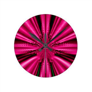 Pink Brocade Fabric Fractal Clock