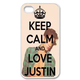 Apple Iphone 4 4g 4s Keep Calm and Love Justin Bieber Retro Vintage White Sides Case Skin Cover Protector Accessory: Cell Phones & Accessories