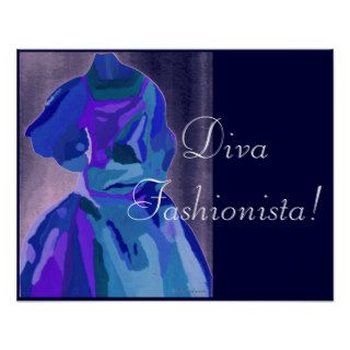 Diva Fashionista In Blue I Posters