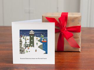 personalised 'winter harbour christmas card' by honey tree publishing