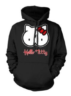 Hello Titty Kitty Kat Pervert ny Sexually Offensive Hoodie Sweatshirt: Clothing