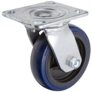 RWM Casters S65 Series Plate Caster, Swivel, Kingpinless, Rubber on Aluminum Wheel, Stainless Steel Plate, Stainless Steel Ball Bearing, 700 lbs Capacity, 4" Wheel Dia, 2" Wheel Width, 5 5/8" Mount Height, 4 1/2" Plate Length, 4" P