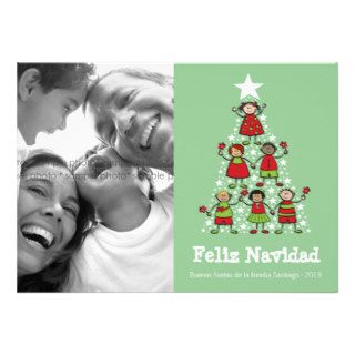 Árbol niños tarjeta de la foto de Navidad linda Invitations