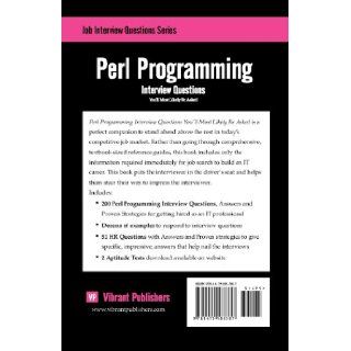 Perl Programming Interview Questions You'll Most Likely Be Asked: Vibrant Publishers: 9781475188387: Books