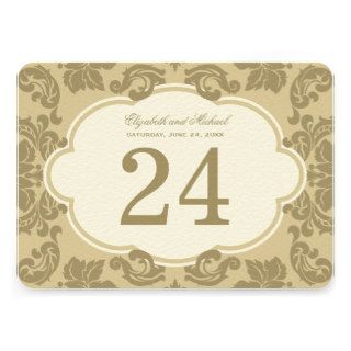 Ivory Champagne Gold  Wedding Table Number Cards