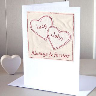 personalised embroidered valentine's card by milly and pip