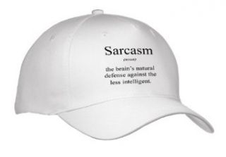 EvaDane   Funny Quotes   Sarcasm noun the brains defense against the less intelligent.   Caps   Adult Baseball Cap: Clothing