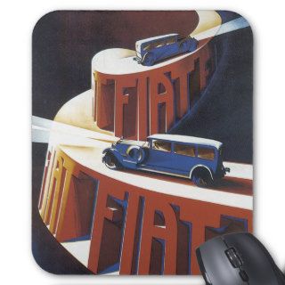 Vintage Fiat Touring Car Art Poster Mouse Pads