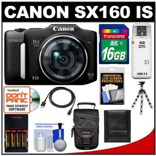 Canon PowerShot SX160 IS Digital Camera (Black) with 16GB Card + Batteries/Charger + Case + Flex Tripod + HDMI Cable + Accessory Kit : Point And Shoot Digital Cameras : Camera & Photo