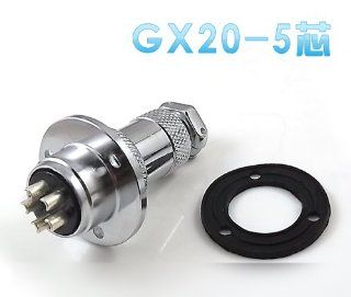 GX20 5 Aviation Connector Plugs Round Flat Head 5 Pins Flange Form: Home Improvement