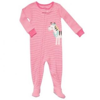 Carter's Baby Girls One Piece Cotton Knit "Striped Zebra" Footed Sleeper Pajamas (12 Months): Clothing