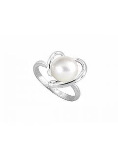 Amore Argento Heart Shape Round Freshwater Pearl Ring White