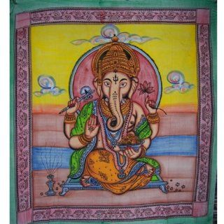 Tagesdecke Ganesha berwurf indische Decke 240x210cm Baumwolle Wandbehang Vorhang: Küche & Haushalt