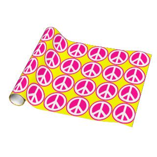 Neon Pink Peace Sign Gift Wrap
