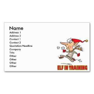 funny silly santa elf in training jogging cartoon business cards