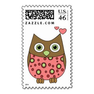 Owl WIth Love Postage Stamps