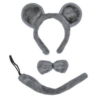 SeasonsTrading Gray Mouse Ears, Tail, & Bow Tie Costume Set ~ Halloween Kit: Costume Accessories: Clothing