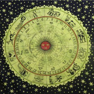 Tagesdecke Sternzeichen 230x200cm Astrologie Horoskop indische Decke Haushalt Bettware Heimtextilie: Küche & Haushalt